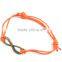 2PCs Bronze Metal Infinity Faux Suede Leather Cord Charm Bracelets