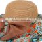 Summer Bow Sun Hat Flower Printed Wide Brim Floppy Cap