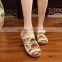 black lily embroider women homemade linen sandals comfortable fisherman shoe folk /Chinese ethnic flavor casual linen shoes