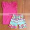 kids clothes wholesale china flutter sleeve with ruffle t-shirts match floral print shorts newborn outfits 2 piece outfit