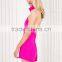Neck design black cut out bright hot pink chiffon wholesale playsuit women