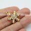 Jewelry Findings Zinc Alloy 18K Gold Rhinestone Snowflake Charms Wholesale