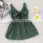 Wholesale Summer Kids Girl Clothes Sleeveless Bowknot Solid Color  Kids Girl Linen Dresses