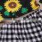 Kids Clothing Sets Summer Baby Girl Clothing Sunflower Tops & Plaid Skirts & Headband 3PCS for 1-5T