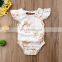 2019  Baby Rompers Bunny Full Print Bodysuit Rabbit Fly Sleeved Floral Bodysuits Easter Day