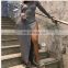 2021 AliExpress Europe and the United States new strapless split Slim slimming buttocks long-sleeved solid color dress