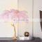 Nordic Modern Home Hotel Decoration Stand Lighting Copper Resin Modern Tree Ostrich Feather LED Floor Lamp