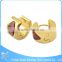 Wholesale gemstone carving earrings, ruby gold plated earrings, wholesale piercing jewelry