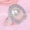 fashionable oval shape big plastic pearls metal alloy napkin rings for wedding