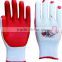 Red Rubber Palm Coated Work Safety Gloves