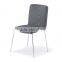 Wooden top dining table with 4 seaters in fabric cushion and chromed steel leg