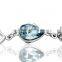 18KGP platinum plated crystal rhinestone blue Austria crystal elements women drop charm bangle bracelet fashion jewelry B001