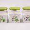 Set of 3 flower printed ceramic kitchen storage spice containers jar