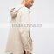 Custom Long Sleeve Stepped Hem Beige Men's 100% Cotton Soft Jersey Longline Oversized Regular Fit Casual Plain design Hoodies