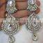 PEARL CRYSTAL RANI HAAR Gold plated BRIDAL necklace EARRING set