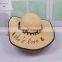 Ladybug Letters Embroidery Straw Hat Large Eaves Sunscreen Beach Hat