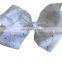 New design fabric big size 18cm bowknot Metal Hair Clips rhinestone stick fabric bowknot with alligator Clips for kids