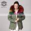 Hot Selling warm raccoon parka coat with fur hood snow real fur jackets