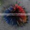 genuine fur factory china developed new color raccoon fur pom pom , 15cm colored raccoon fur ball for beanie