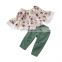 Bell Sleeve Top And Demin Pant Little Girl Outfit Sets Girls Fall Clothing