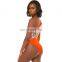 Sexy Women Snake Printed  Bikini + headband Hairband Push-Up Pad Sport Swimwear Off shoulder long Sleeved Swimsuit Set