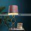 Factory wholesale living room lighting custom luxury metal bedside lamps with pink lampshade