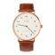 Stainless Steel Gents Fashion Watches Genuine Leather Ultrathin Quartz Man Watch