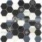 8mm thickness hotel project mixed material glass hexagonal mosaic tile