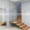 FoShan Villa Contemporary glass / wooden floating stair staircase with LED light