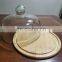 Flat Round Bamboo Cake Serving Plate Wood Dessert Stand Cheese Display with Dome Lid