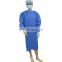 Disposable blue isolation gown CE SMS SMMS gown with wide belt