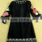 2015 Famous Brand Popular Vintage Key And Flower Embroidery Woolen Black Long Lady Coat