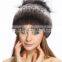 QD80241Hot New Products For 2015 Rex Rabbit Fur Hat With Silver Fox Fur
