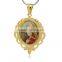 Plated Gold Stainless Steel Medal Classic Religious Jesus Epoxy Prayer for Rosary