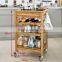 2015 new design 100% Bamboo 3 tiers Kitchen Trolley with wheel Kitchen Storage Cart with wine rack wholesale                        
                                                Quality Choice