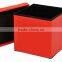 Orange Faux leather foldable ottoman box