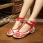 Women Chinese Vintage Old Peking Walking Cloth Shoes Buckle Flower Embroidery Comfortable Sole Ladies Casual Flats Zapatos Mujer
