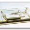 A>< Vintage narrow rectangular frosted brass, sivler, bronze, black,gold glass tray or box:: brass clear shot glass serving tray