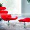 Indoor Chaise Lounge Poul Volther Leather Corona Chair With Ottoman in Living Room
