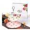3-tier dessert plate fruit cupcake ceramic plate , cake plate with dome, wedding cake stand
