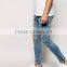 Slim Fit Straight Cut Knee Ripped Acid Wash Jeans Trousers for Men