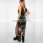 Plunge open leg ladies jumpsuit floral print new design clothing