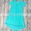 Wholesale women cotton short sleeve high low dress girls pink hi low pocket maxi dresses