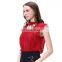 Dark Red Sleeveless Front Pleated Cape Collar Chiffon Blouse And Shirt Tops