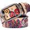 creative design printing individualized pattern leather belt with solid metal buckles Hip-hop belts