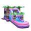 Waterproof Inflatable Pink Purple Palm Tree Water Splash Pool Slide Bouncer Bouncy Castle for Kid