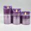 Moving wick flameless LED candle Purple OEM ODM  drawing paraffin wax candle