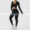 3 Pcs Sexy Mesh Bra Sports Sets Custom Fitness Women Yoga Long Sleeve Yoga Tops Suits