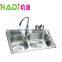 304&201SS double bowl with water tap stainless steel kitchen sink HD8151