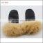ladies wholesale knit leather mittens with rabbit fur